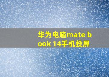 华为电脑mate book 14手机投屏